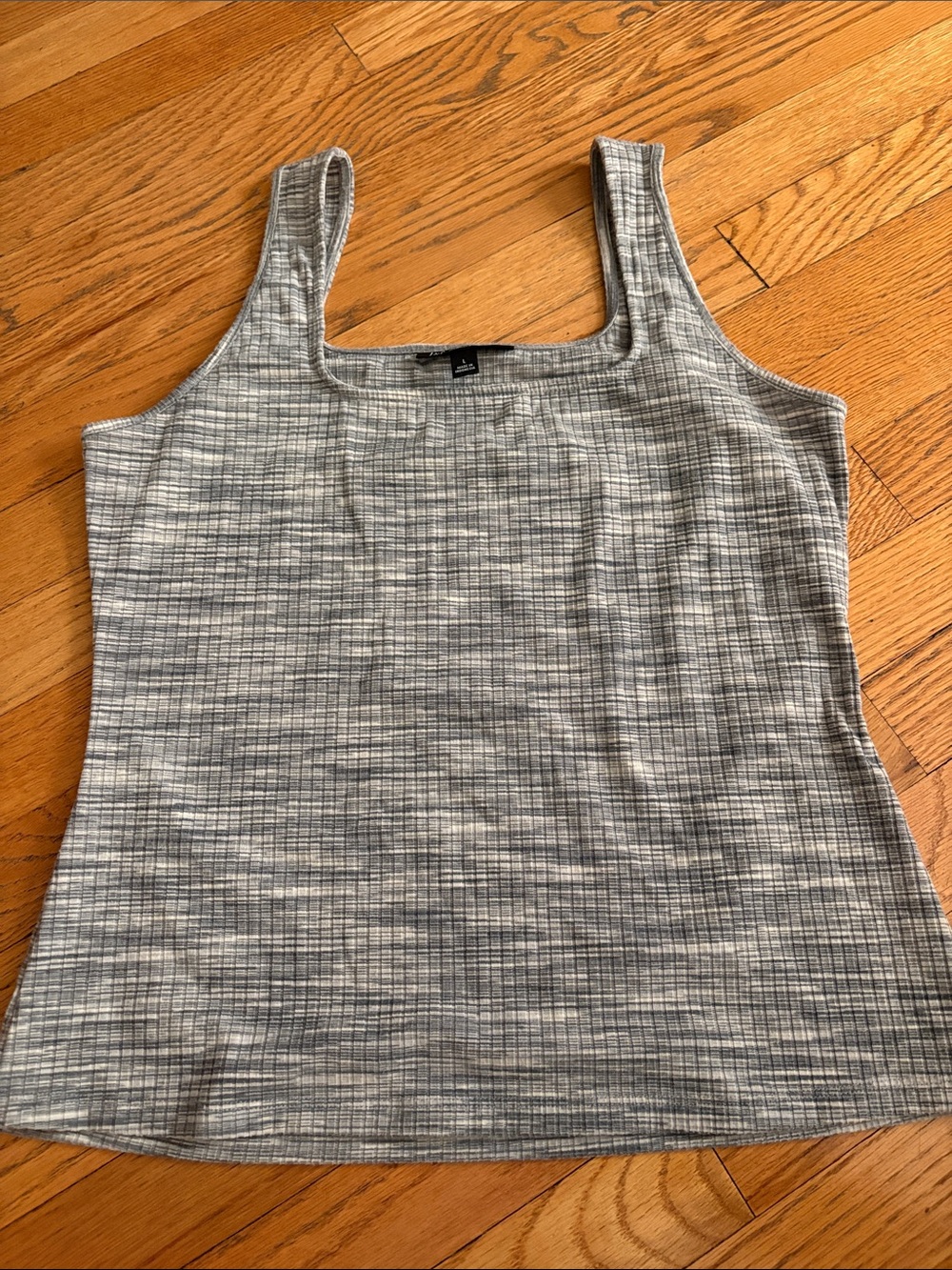 INC International Concepts Gray Ribbed Square-Neck Tank